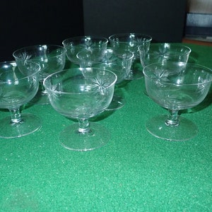 Unknown 3” Six Point Stars Short Stem Sherbet Glasses (8)