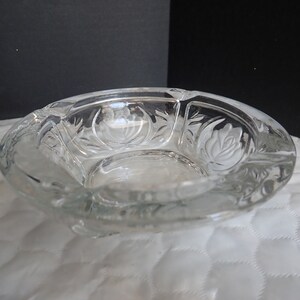 KIG Indonesia 6&quot; Heavy Glass Rose Embossed Ashtray or Candy Dish