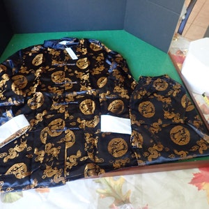 Zensation Asian Rayon Black Bronze Outfit Size S Top A-A 42&quot; Pants Waist 22&quot; Inseam 28&quot;