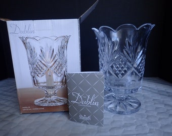Godinger Shannon Dublin Collection Crystal 1-Piece Open Hurricane/Vase 7 1/2" Votive Candle Holder Model #25988