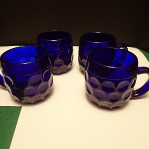 Georgian Cobalt Blue Set of 4 Handled Cups Mugs