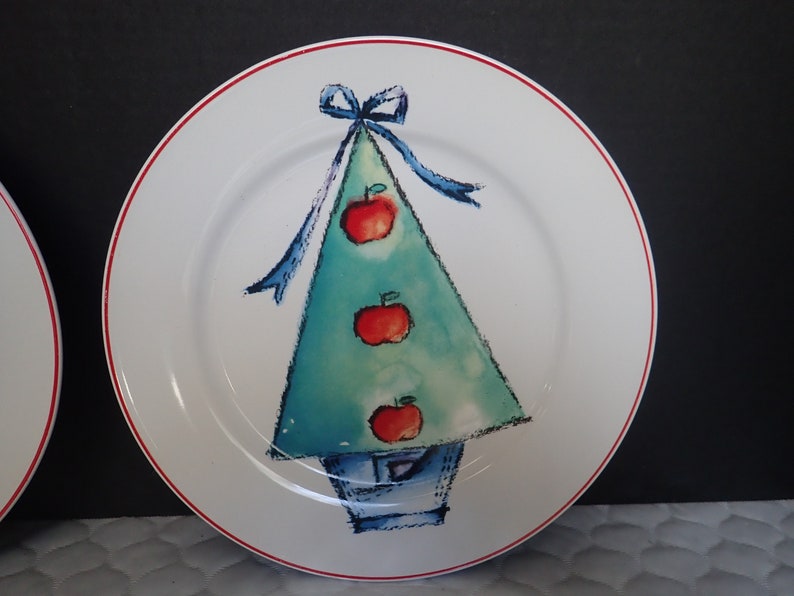Rosanna 2 two 8 in Christmas Salad Plates TREE and TOPIARY Etsy