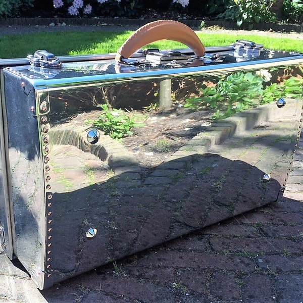 Vintage aluminium suitcase aviation trunk