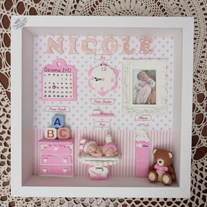 Picture newborn / quadretto nascita / benvenuto piccolino / fiocco nascita / pink baby / light blue baby 25x25