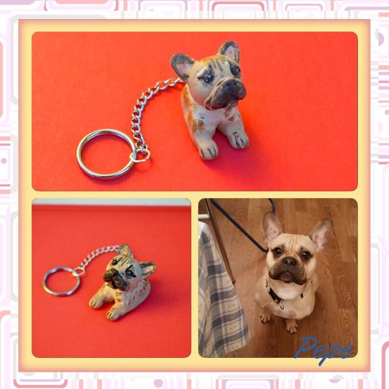 Collana con ciondolo. Dolci cani. Bulldog francese, acciaio inox