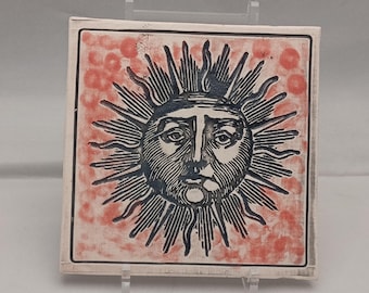Hand Made Tile with Sun Decoration