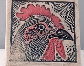 Hand made Ceramic Tile with Rooster