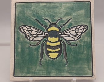 Hand Made Tile with Bee, Food Save