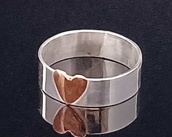 Silver and Copper Heart Band