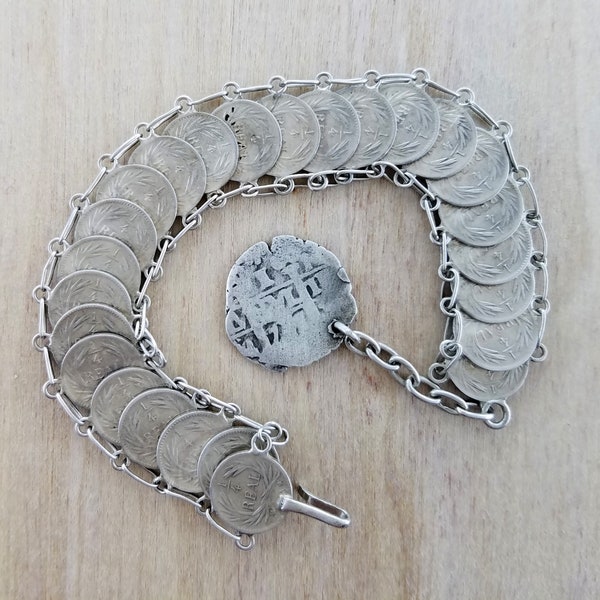 Guatemalan Silver Coin Braclet from the 50's