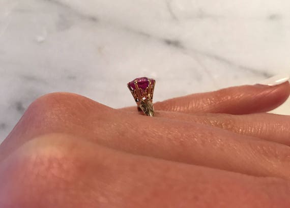 Vintage Solitaire Rosy Pink Ruby Stone – 14 Karat… - image 5