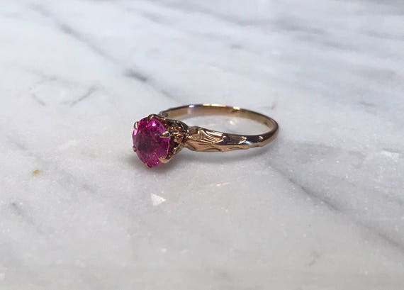 Vintage Solitaire Rosy Pink Ruby Stone – 14 Karat… - image 4