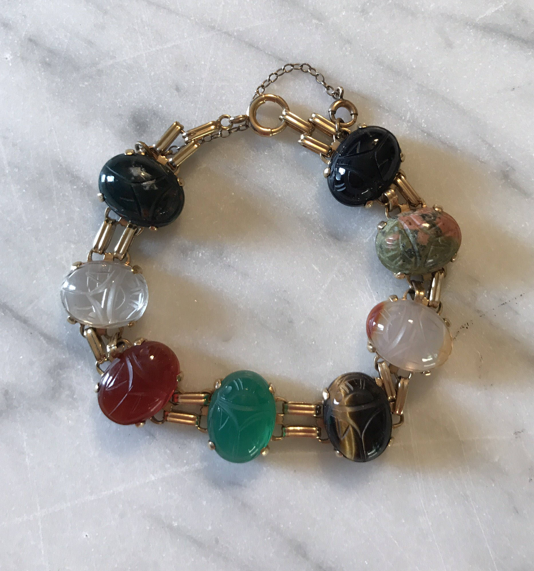 Amazon.com: Ross-Simons Multi-Gemstone Scarab Bracelet in Sterling Silver.  8 inches: Clothing, Shoes & Jewelry
