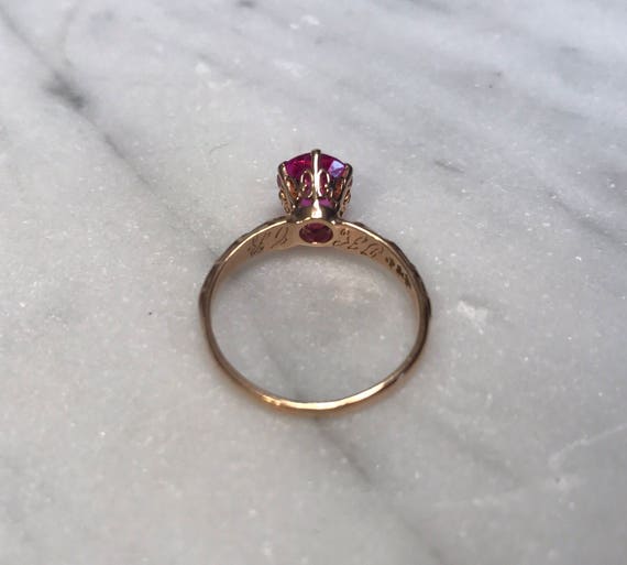 Vintage Solitaire Rosy Pink Ruby Stone – 14 Karat… - image 3