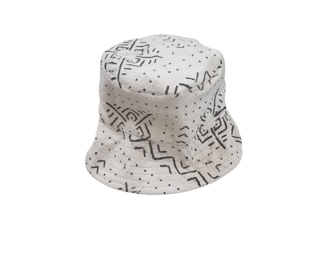 All sizes. Organic cotton bogolan hat. Mudcloth handmade hat. Sustainable fabric. Boho bucket hat. African artisan print. Made in Mali.