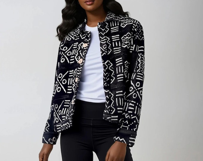 All sizes. Bogolan organic cotton jacket. Handmade mudcloth. Sustainable fashion. Elegant summer work wear. Natural dye. Conscious clothing.