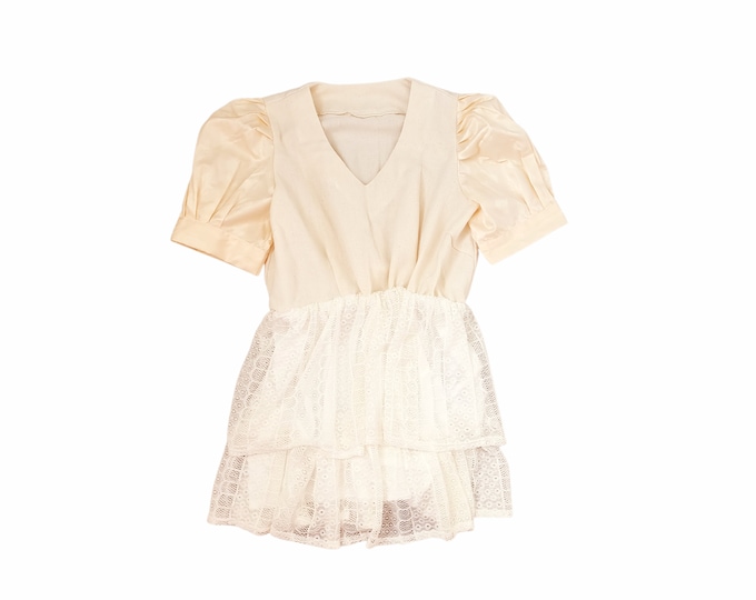 M, L, XL. Upcycled style dress with secondhand textile. Organic cotton dress. Bazin cotton sleeves. Boho style. Made in France.