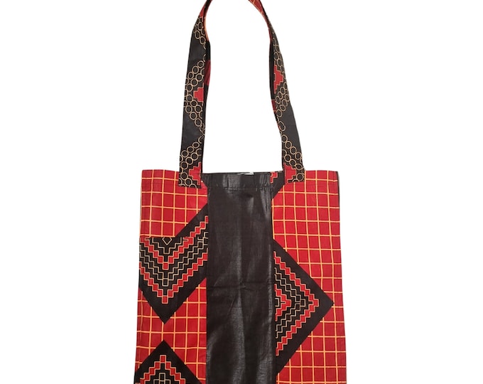 African print tote bag. 100% cotton. Shopping bag. Waxprint tote bag made in Ghana. Ankara print bag. Tissu de wax africain.