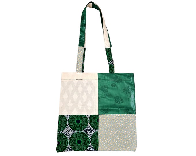 Upcycled style bag with secondhand textile. Batik tote bag. Recycled upcycled. Boho handmade bag. Patcwork bag. Reused bag. Made in France.