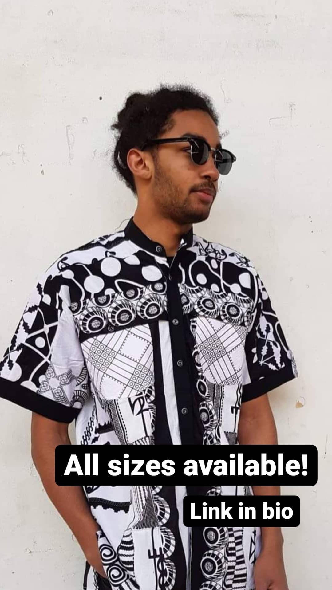READYMADE♡ AFRICAN SHIRT - TYPE:E All Sizes. African Print Shirt for Men. Short Sleeves