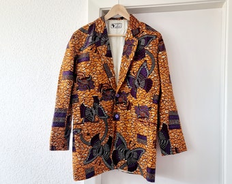 M, L. African print blazer jacket. Ankara fabric. Wax africain. Cotton batik. Men waxprint. Colourful style. Tissu afro. Made in Ghana.