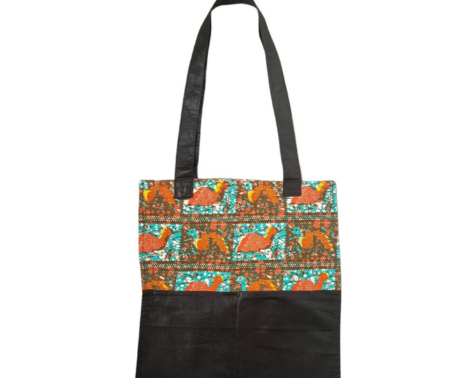 African print tote bag. 100% cotton. Shopping bag. Waxprint tote bag made in Ghana. Ankara print bag. Tissu de wax africain.