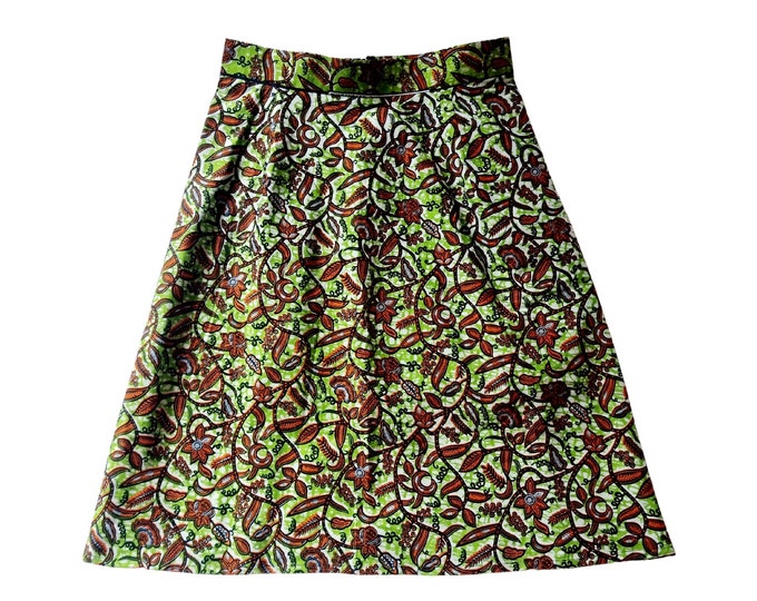 Beautiful african print skirt. Waxprint cotton floral fabric. Handmade midi skirt. Ankara wax batik. Festival chic outfit. Summer wear.