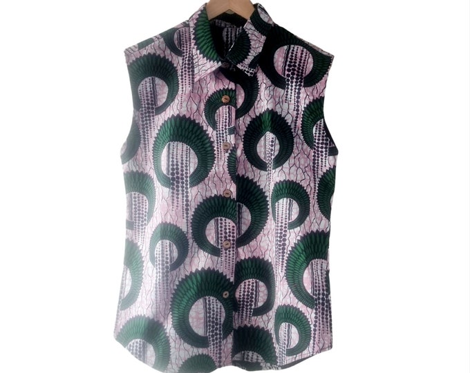 African print shirt. Handmade and unique. Good quality fabric. Ankara. Wax africain. Batik. 100% cotton. Waxprint blouse. Summer top women.