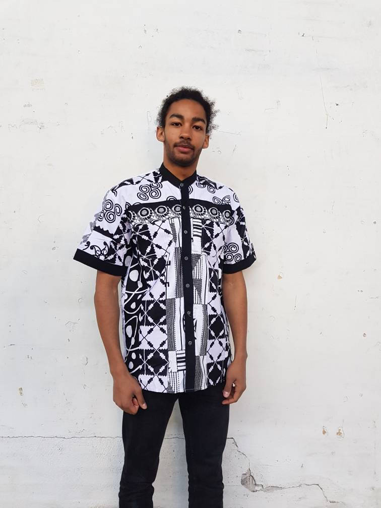 READYMADE♡ AFRICAN SHIRT - TYPE:E All Sizes. African Print Shirt for Men. Short Sleeves
