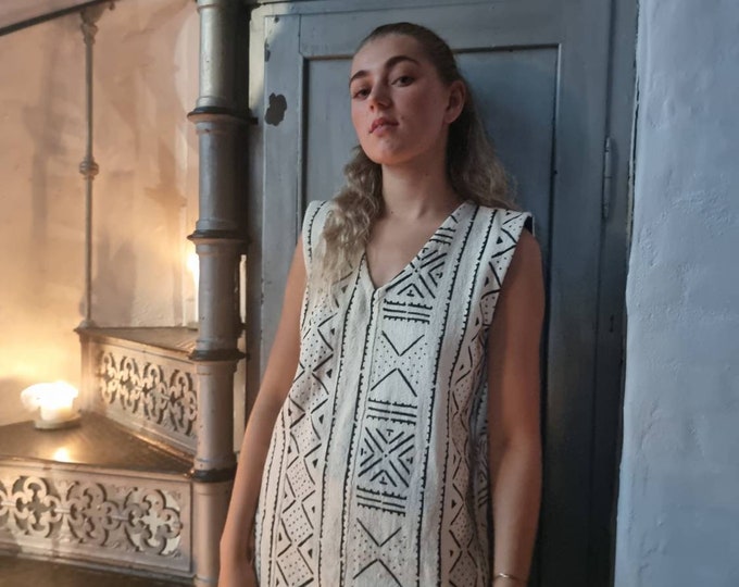 All sizes. Bogolan organic cotton top. Handmade. Sustainable fashion. Mali blouse. Boho fashion. African clothing. Mudcloth natural colours.