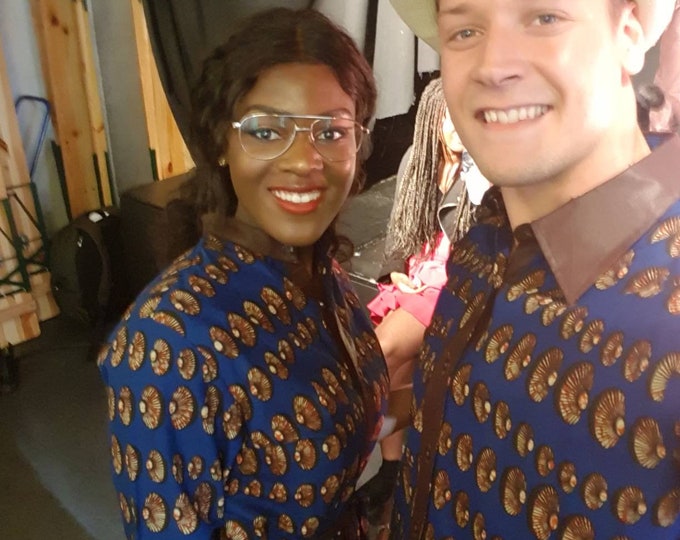 M, L. African print shirt dress. Handmade unique. Waxprint fabric. Ankara midi. Wax kimono. Batik summer. Cotton work wear. Made in Ghana.