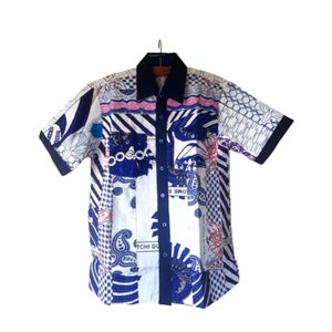 M. African print unique shirt for men. Best quality ankara. Waxprint cotton fabric. Fathers day gift for Dad. Summer top. Handmade in Ghana.