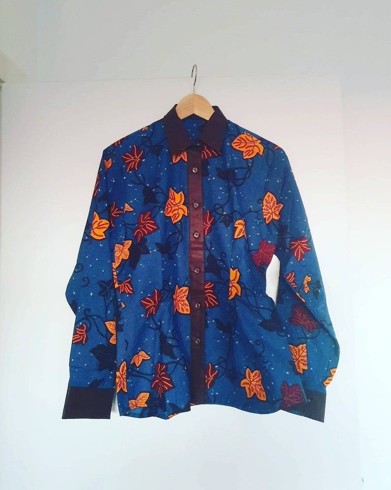 Made in Ghana. Batik Handmade and unique M African print womens shirt Wax africain 100/% cotton S GTP fabric Ankara