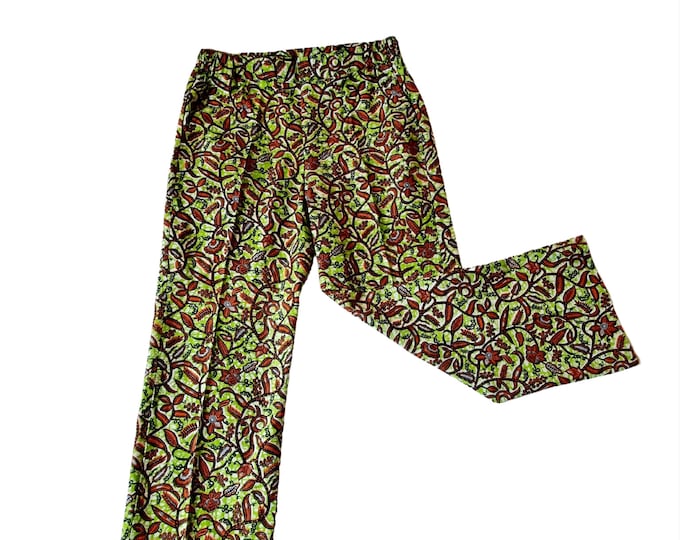 All sizes. Beautiful african print trousers. Waxprint cotton fabric. Handmade pants. Ankara wax batik. Classic floral pattern. Elegant wear.