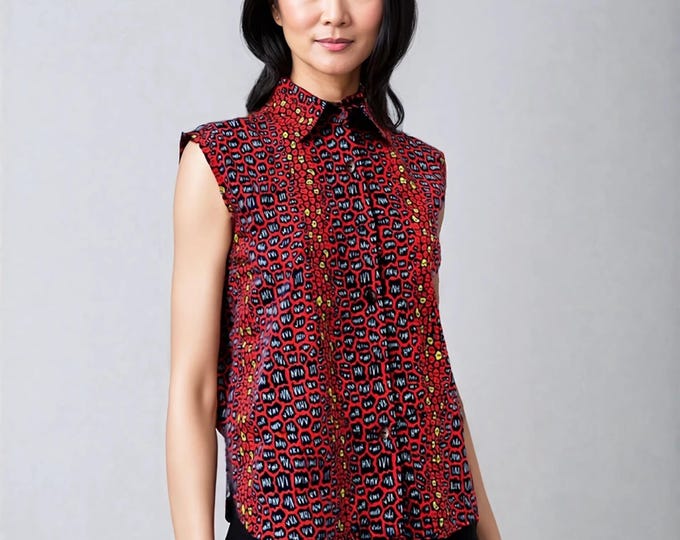 CHOOSE YOUR PRINT. African print shirt. Handmade and unique. Cotton fabric. Wax ankara sleveless shirt. Waxprint blouse. Summer top women.