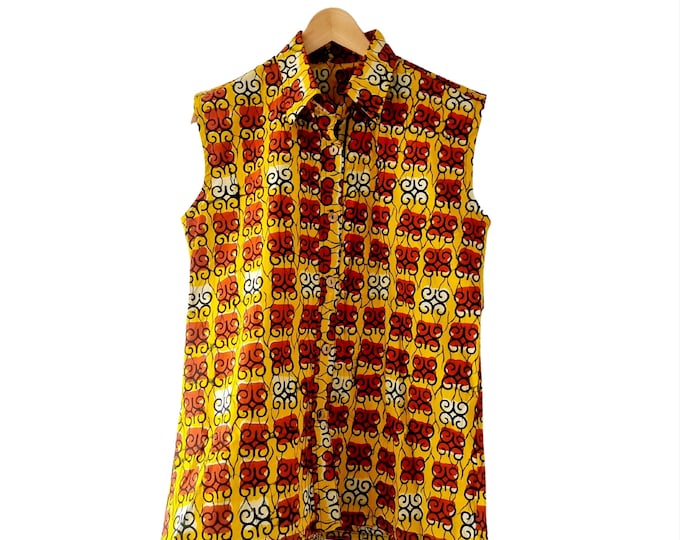 African print shirt. Handmade and unique. Good quality fabric. Ankara. Wax africain. Batik. 100% cotton. Waxprint blouse. Summer top women..