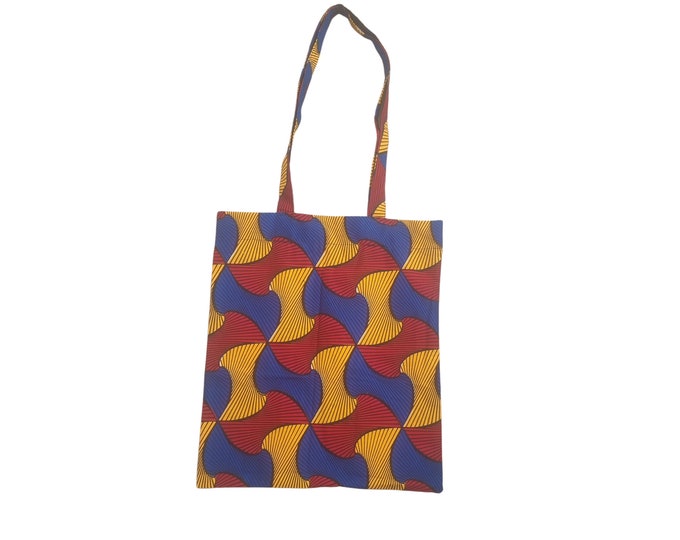 African print tote bag. 100% cotton. Shopping bag. Waxprint tote bag made in Paris. Ankara print bag. Tissu de wax africain.
