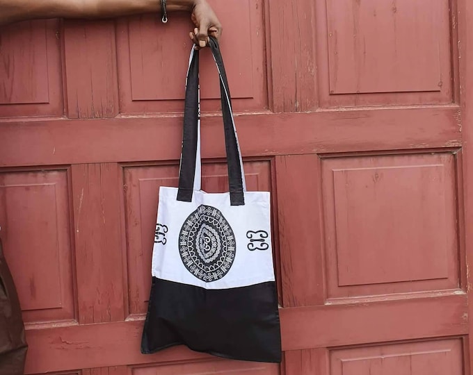 African print tote bag. Wax. Ankara. 100% cotton. Made in Ghana.