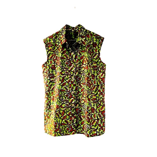 African print shirt. Handmade and unique. Good quality fabric. Ankara. Wax africain. Batik. 100% cotton. Waxprint blouse. Summer top women..