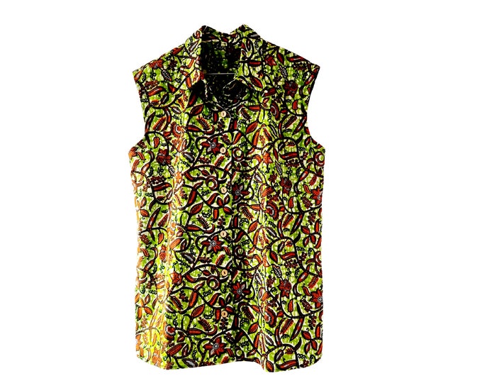 African print shirt. Handmade and unique. Good quality fabric. Ankara. Wax africain. Batik. 100% cotton. Waxprint blouse. Summer top women..