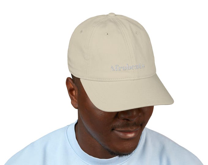 Organic Cotton Baseball Cap (Embroidery). Eco conscious minimalist hat. Chic afrobeats lounge wear. Casual outfit. Design by TheTextStyle