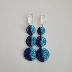 Sterling silver with beadwork. Beadwork made in Kenya, Africa. Earrings handmade in Denmark. Boho fashion. African earrings. Tribal jewelry.