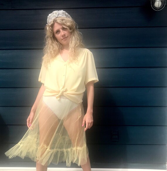 Vintage Yellow Tulle Crinoline Skirt