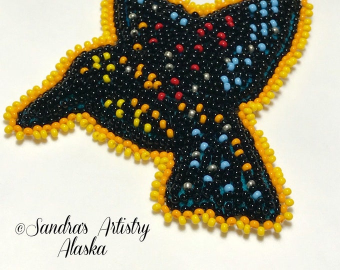 Alaska Beaded Modern Hummingbird-3-1/2 L x 3-3/4 W" in Czech Glass Beads