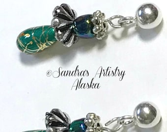Beaded Earrings in Turquoise-Silver