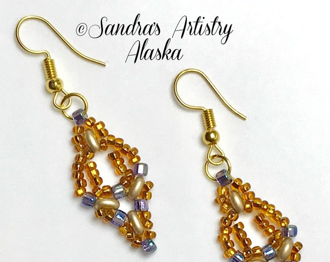 Beaded Earrings in Copper-Gold