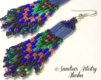 Beaded Earrings in Jewel Tones