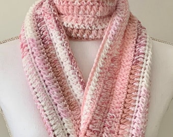 Handmade and Designed Variegated Fringed Scarf in Pink  Hues (60”Lx6”W)