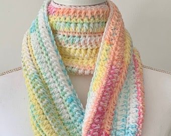 Handmade and Designed Variegated Fringed Scarf in Sunset  Hues (60”Lx6”W)