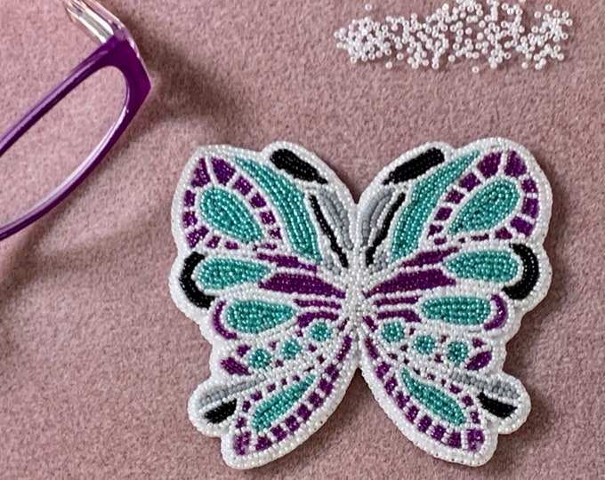 Alaska Handmade Beaded Large Butterfly-3-1/4-3-3/4” in Czech Glass 15/0 Beads